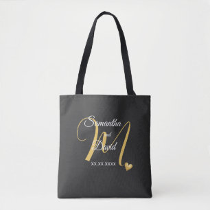 Tote Bag Conception de monogramme de mariage avec noms et d