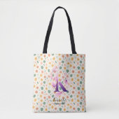 Tote Bag Conception de monogramme floral charmant de Kimber (Devant)
