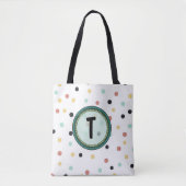 Tote Bag Conception de monogramme Polka-Dot moderne (Devant)