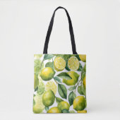 Tote Bag Conception de motif aquarelle citrons (Devant)