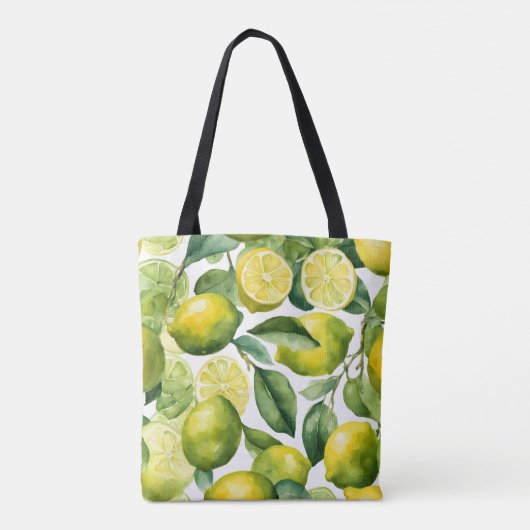 Tote Bag Conception de motif aquarelle citrons (Dos)