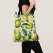Tote Bag Conception de motif aquarelle citrons (De près)