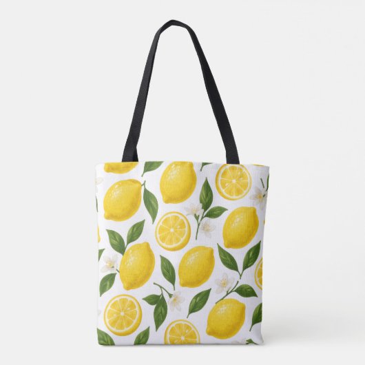 Tote Bag Conception de motif citron | Impression d'été frai (Dos)