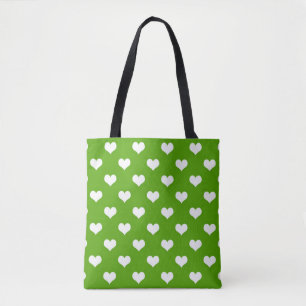 Tote Bag Conception de motif de cœur d'amour blanc vert