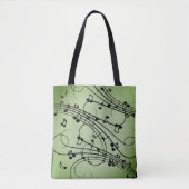 Tote Bag Conception de musique verte Notes élégantes (Devant)