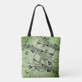 Tote Bag Conception de musique verte Notes élégantes (Dos)