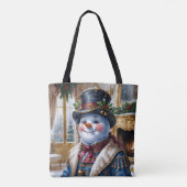 Tote Bag Conception de Noël de Snowman victorien (Dos)