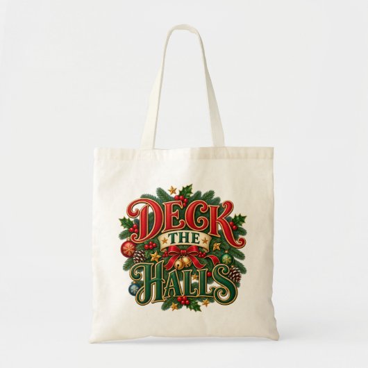 Tote Bag Conception de Noël Deck the Halls (Devant)