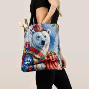 Tote Bag Conception de Noël du Père Noël ours polaire