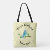 Tote Bag Conception de nom d'anniversaire d'oiseau bleu mig (Dos)