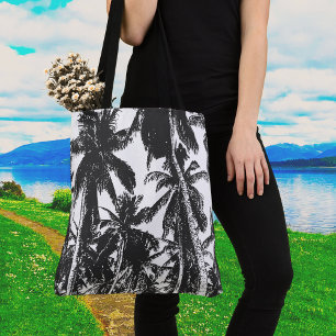 Tote Bag Conception de palmiers noir et blanc