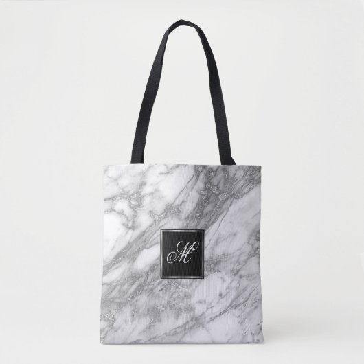 Tote Bag Conception de Parties scintillant gris argent mono (Devant)