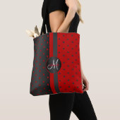Tote Bag Conception de points Polka rouge et noir (De près)