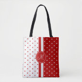 Tote Bag Conception de points Polka rouges et blancs (Devant)