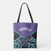 Tote Bag Conception de Pom-pom girl violet, Turquoise, noir (Dos)