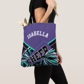 Tote Bag Conception de Pom-pom girl violet, Turquoise, noir (De près)
