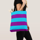 Tote Bag Conception de rayures violettes bleues  (De près)