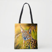 Tote Bag Conception de regard de chat sauvage serval de sav (Devant)