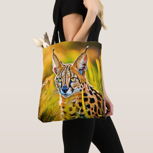 Tote Bag Conception de regard de chat sauvage serval de sav (De près)