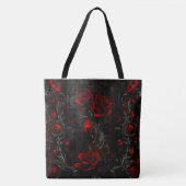 Tote Bag Conception de rose rouge et noire (Devant)