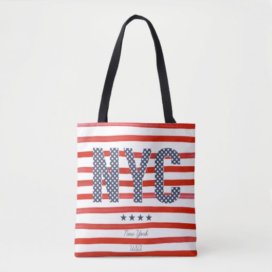 Tote Bag Conception de rouge de NYC |, blanche et bleue (Devant)