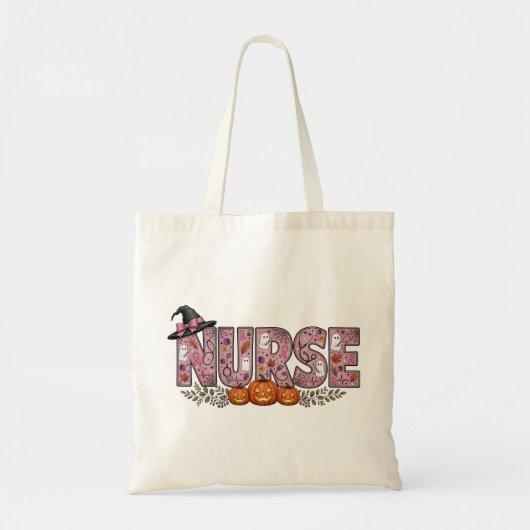 Tote Bag Conception de ruban rose pour infirmière Halloween (Devant)