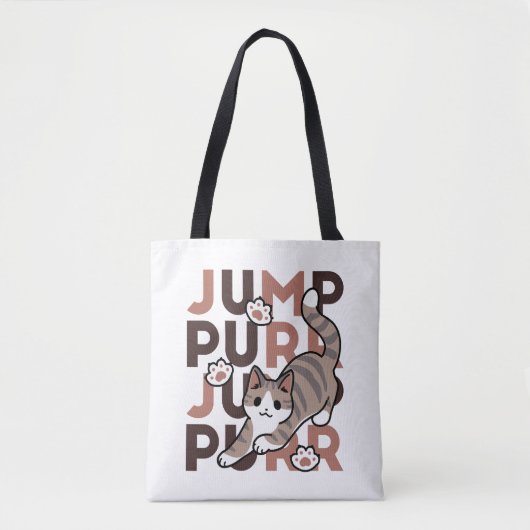 Tote Bag Conception de saut de chat - Artwork de purr de sa (Devant)