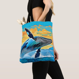 Tote Bag Conception de saut de liberté océanique de baleine
