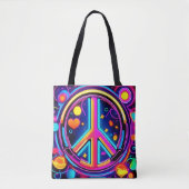 Tote Bag Conception de signes de paix dynamiques (Devant)