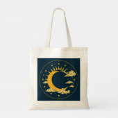 Tote Bag Conception de Tarot Soleil et Lune Dorés Mystiques (Dos)