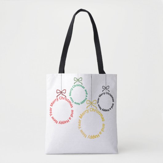 Tote Bag Conception de texte d'ornements de Noël (Devant)