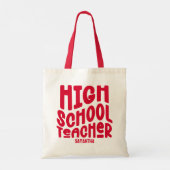 Tote Bag Conception de texte rouge pour professeur de lycée (Dos)