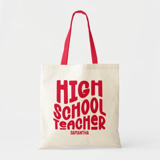 Tote Bag Conception de texte rouge pour professeur de lycée (Devant)