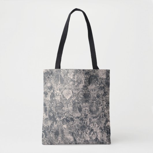 Tote Bag Conception de toile de Paris noir élégant (Devant)