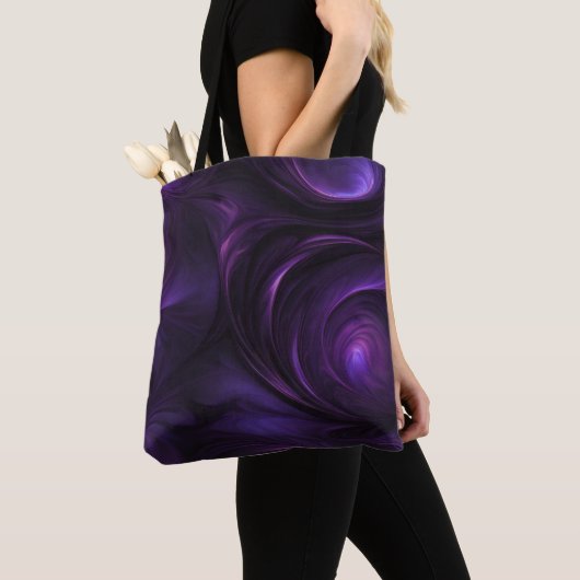 Tote Bag Conception de torsion violette foncée (De près)