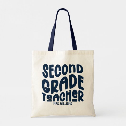 Tote Bag Conception de typographie bleu foncé pour enseigna (Dos)