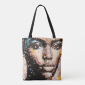 Tote Bag Conception de visage pixel portrait abstrait fémin (Dos)