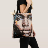 Tote Bag Conception de visage pixel portrait abstrait fémin (De près)