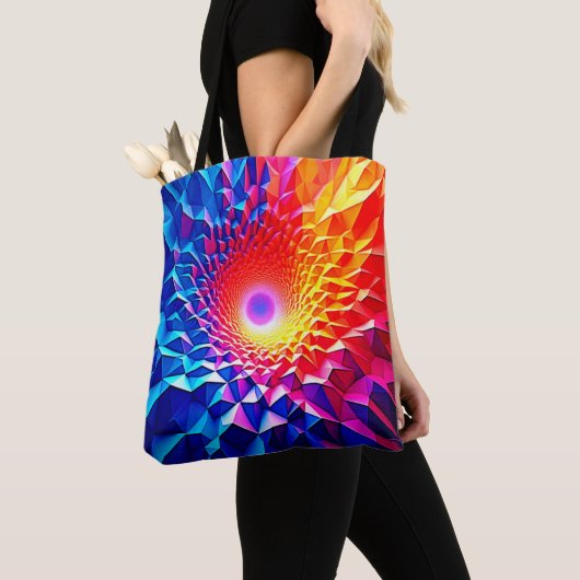 Tote Bag Conception de vortex de couleur géométrique prisma (De près)
