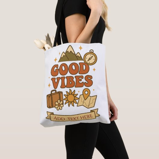 Tote Bag Conception de voyage Good Vibes – Texte modifiable (De près)