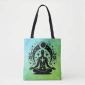 Tote Bag Conception de yoga de méditation vert bleu sur un (Devant)