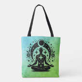 Tote Bag Conception de yoga de méditation vert bleu sur un (Dos)