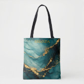 Tote Bag Conception d'encre alcoolique de teinte sarcelle f (Devant)