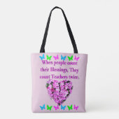 TOTE BAG CONCEPTION D'ENSEIGNANT FLORAL JOLIE ROSE (Dos)