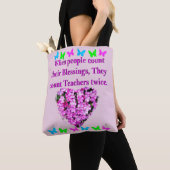 TOTE BAG CONCEPTION D'ENSEIGNANT FLORAL JOLIE ROSE (De près)