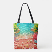 Tote Bag Conception des coquilles de plage baisées au solei (Dos)
