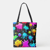 Tote Bag Conception des puces de peinture néon (Dos)