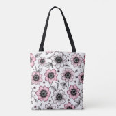 Tote Bag Conception d'esquisse de fleurs et de feuilles ros (Dos)