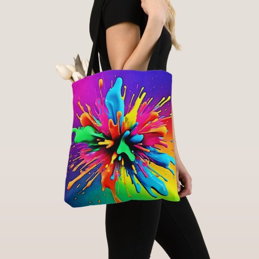 Tote Bag Conception d'explosion de peinture vibrante (De près)