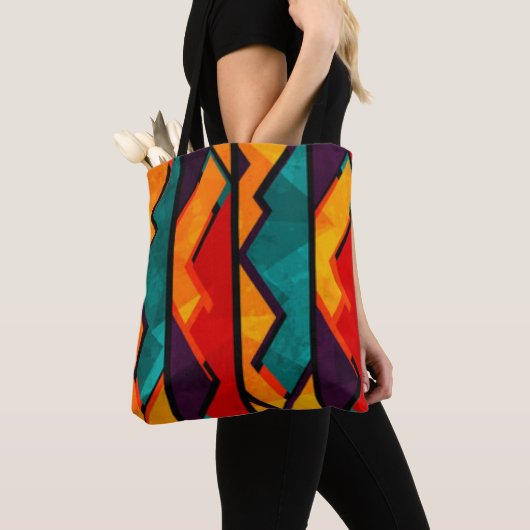 Tote Bag Conception d'impression Motif africaine multicolor (De près)